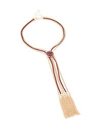 Gold Burgundy Western Boho Tassel Necklace