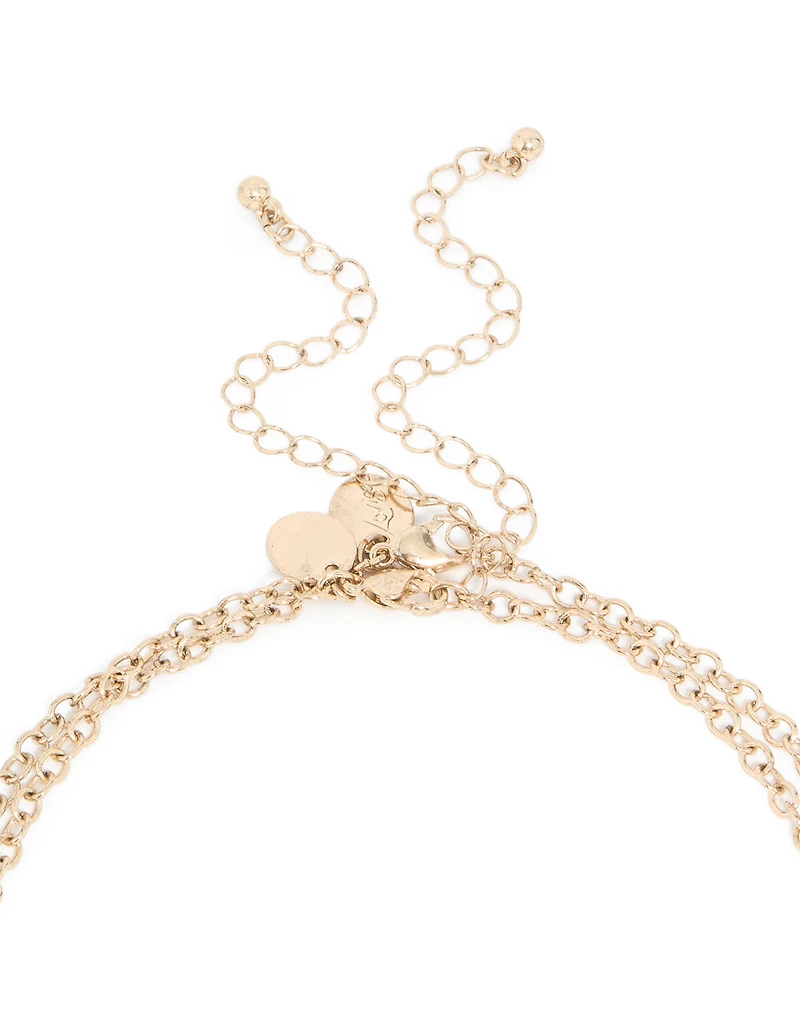 Antique Gold Red Beaded Patterned Necklace