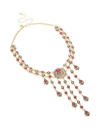 Antique Gold Red Drops Necklace