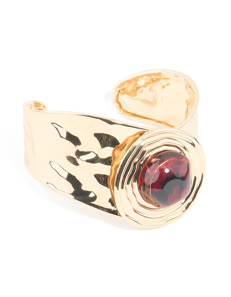 Poignet de poignet à texture en pierre brun-dorée