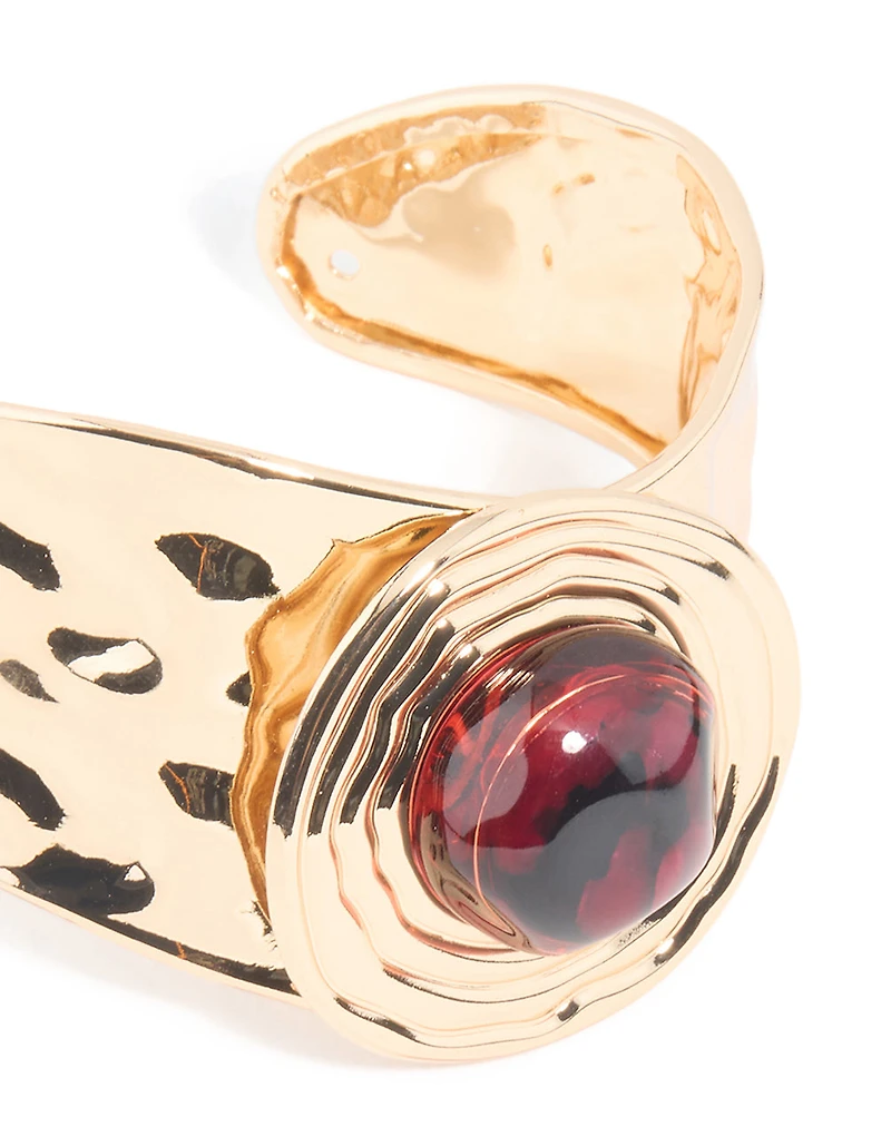 Poignet de poignet à texture en pierre brun-dorée