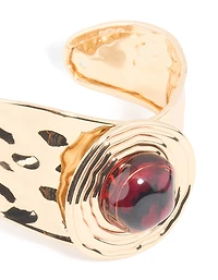 Poignet de poignet à texture en pierre brun-dorée