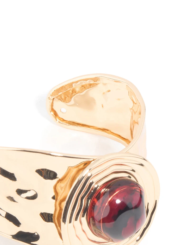 Poignet de poignet à texture en pierre brun-dorée