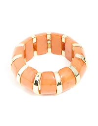 Bracelet extensible en résine dorée et orange
