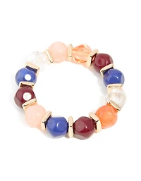 Gold Multicoloured Resin Beaded Stretch Bracelet