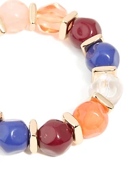 Gold Multicoloured Resin Beaded Stretch Bracelet