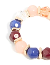Gold Multicoloured Resin Beaded Stretch Bracelet
