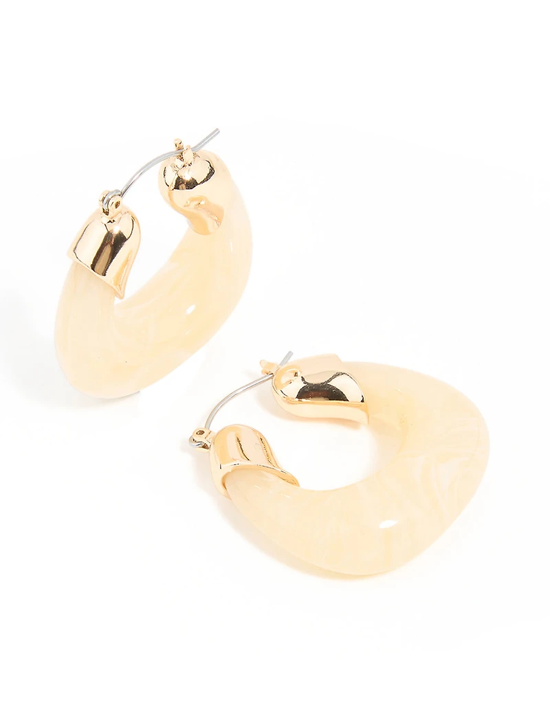 Gold Marble Hoop Earrings
