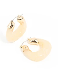 Gold Marble Hoop Earrings