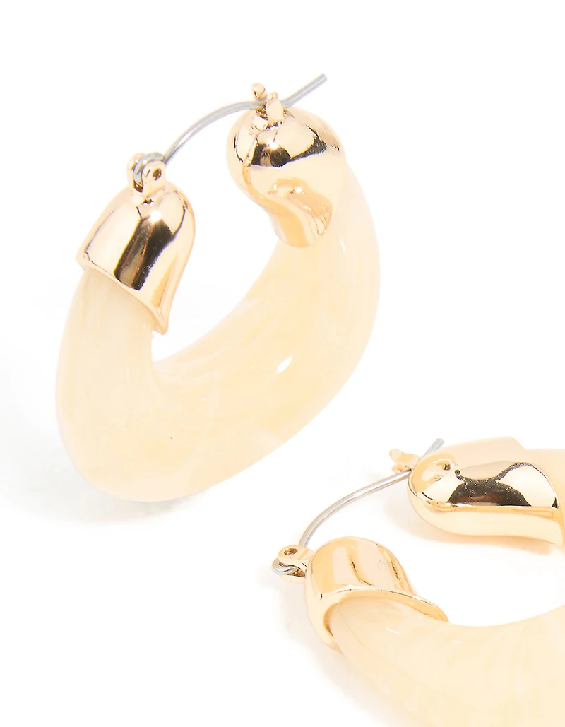 Boucles d’oreilles cerceaux en marbre en or