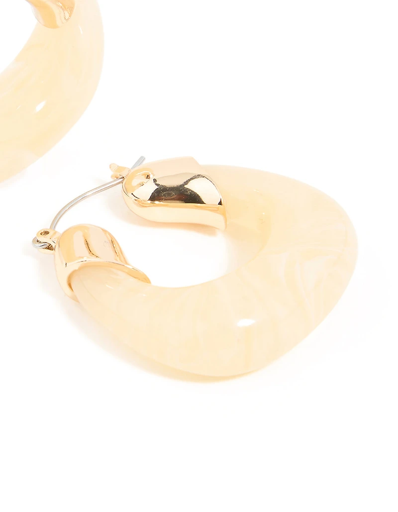 Gold Marble Hoop Earrings