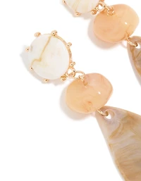 Gold Neutral Stones Trio Drop Earrings