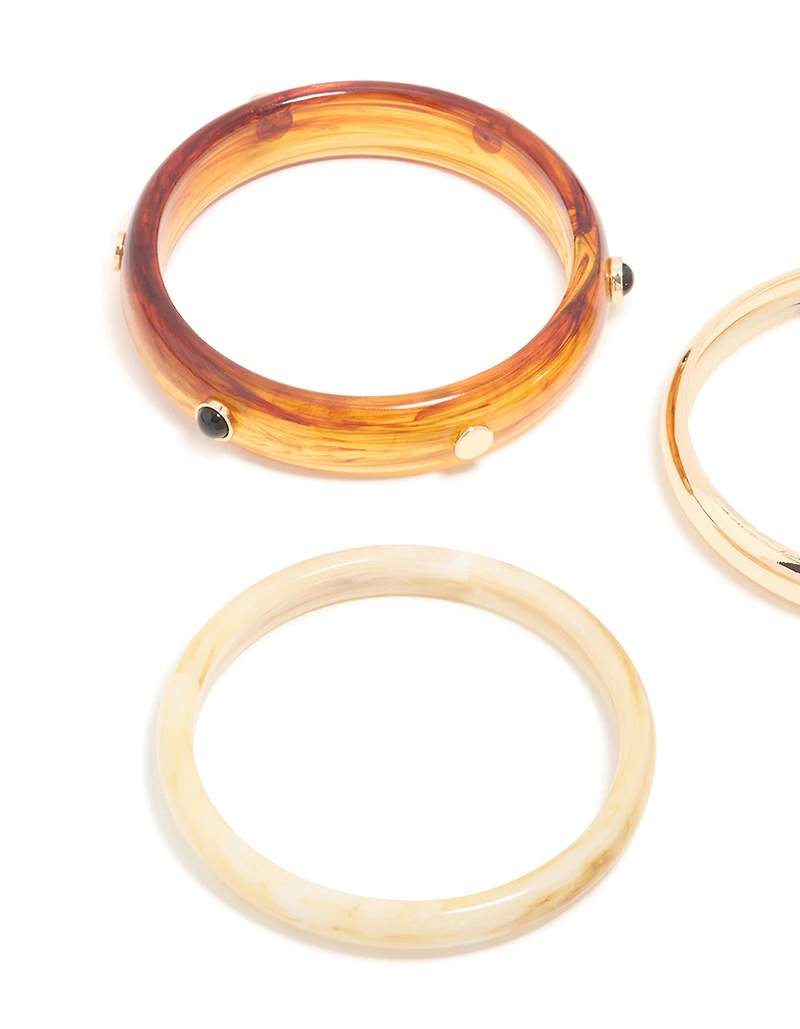 Gold & Brown Acrylic Bangles 3-Pack