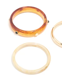 Gold & Brown Acrylic Bangles 3-Pack