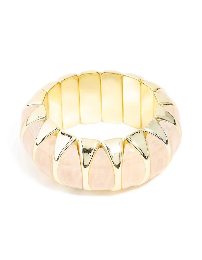 Bracelet extensible en pierre en marbre rose or