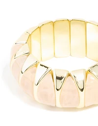 Bracelet extensible en pierre en marbre rose or