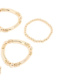 Gold Beaded Mixed Chunky Ball Stretch Bracelets 6-Pack