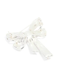 Silver Diamante Bow Brooch