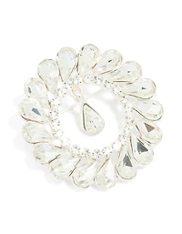 Silver Circular Diamante Drop Brooch