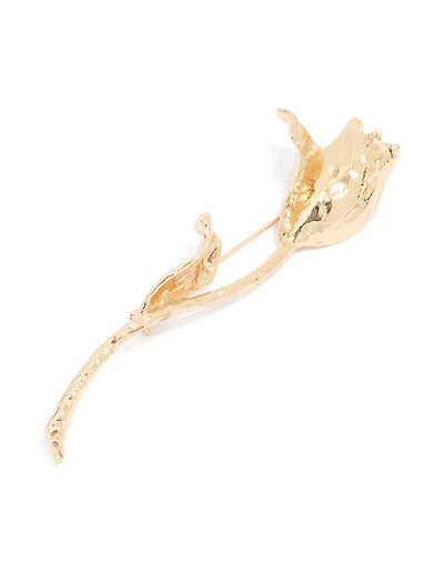Gold Molten Large Floral Brooch