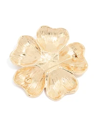 Gold Pearl Floral Brooch