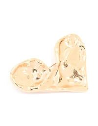 Gold Molten Large Heart Brooch