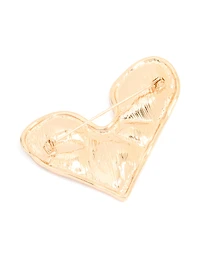 Gold Molten Large Heart Brooch