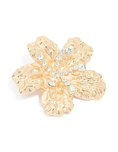 Gold Floral Diamante Brooch