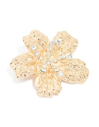 Gold Floral Diamante Brooch