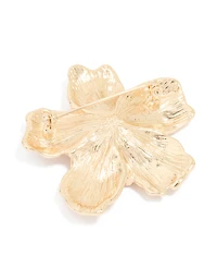 Gold Floral Diamante Brooch