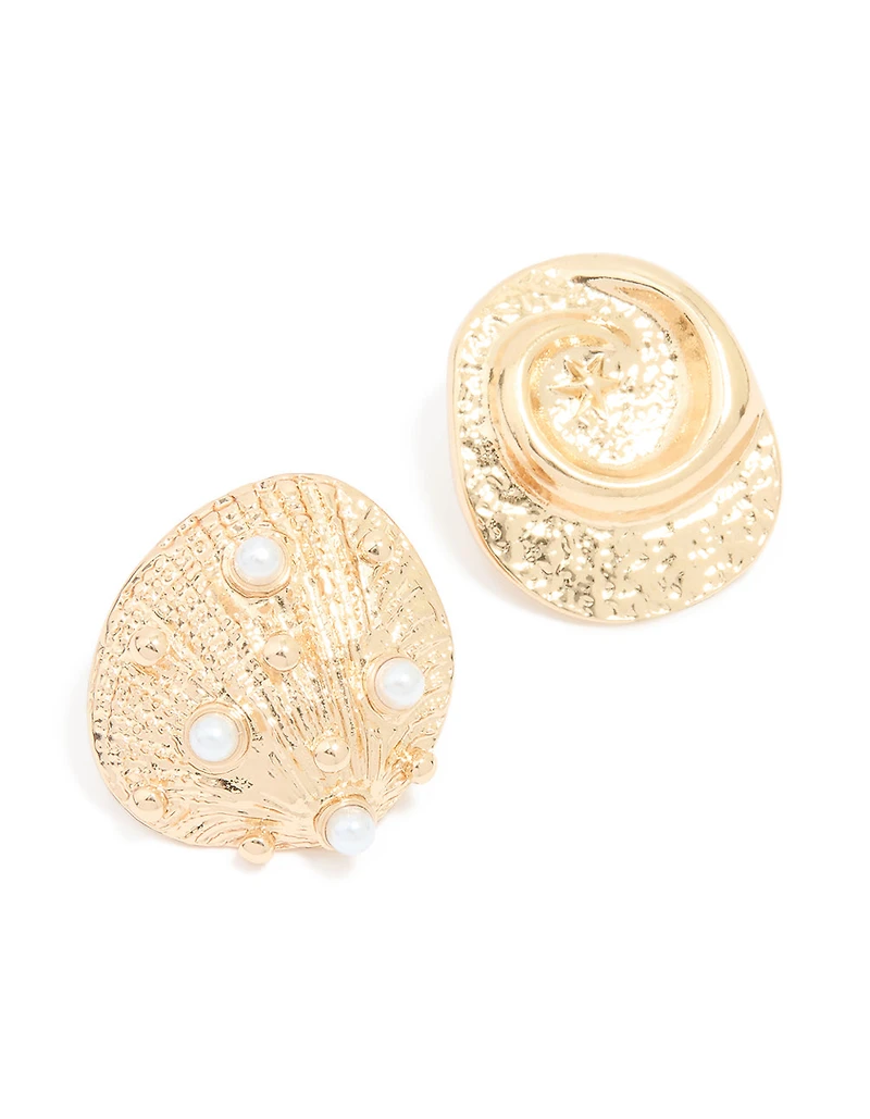 Broches en coquillage doré en paquet de 2