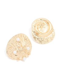 Broches en coquillage doré en paquet de 2