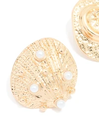 Broches en coquillage doré en paquet de 2