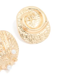 Broches en coquillage doré en paquet de 2