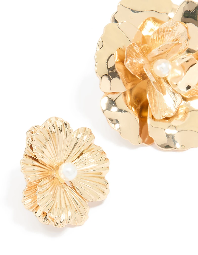 Broches florales dorées en paquet de 3