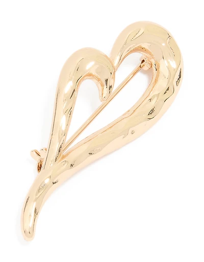 Gold Molten Mini Heart Brooch