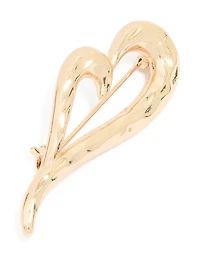 Gold Molten Mini Heart Brooch
