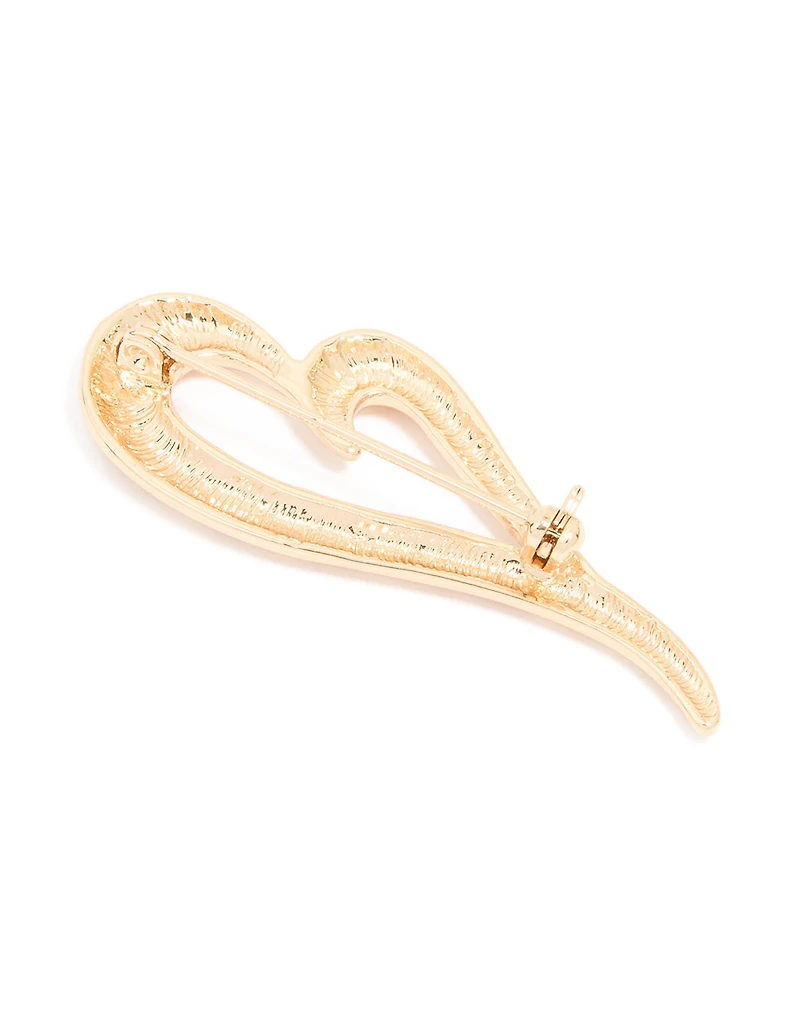 Gold Molten Mini Heart Brooch