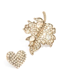 Broches à feuilles de diamants dorées usées en paquet de 3
