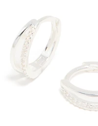 Sterling Silver Cubic Zirconia Double Hoop Earrings