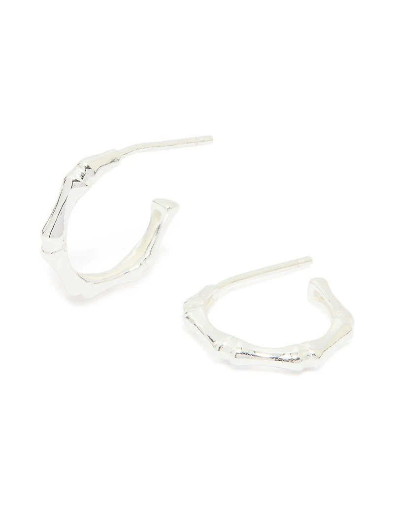 Sterling Silver Bamboo Hoop Earrings