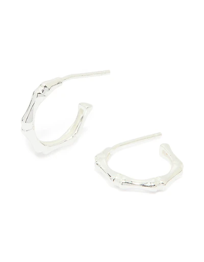 Sterling Silver Bamboo Hoop Earrings
