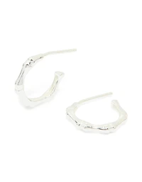 Sterling Silver Bamboo Hoop Earrings
