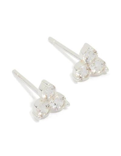 Boucles d’oreilles cubiques en argent sterling Trio Zirconia