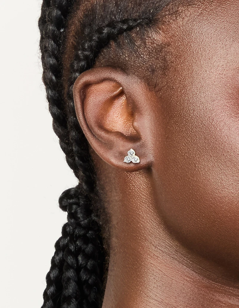 Boucles d’oreilles cubiques en argent sterling Trio Zirconia