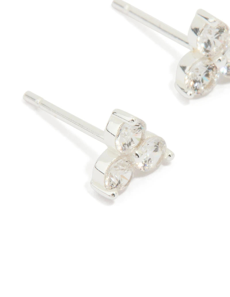 Boucles d’oreilles cubiques en argent sterling Trio Zirconia