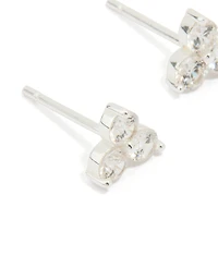 Boucles d’oreilles cubiques en argent sterling Trio Zirconia