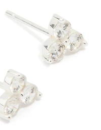 Boucles d’oreilles cubiques en argent sterling Trio Zirconia