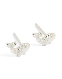 Sterling Silver Cubic Zirconia Whale Stud Earrings