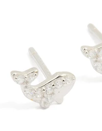Sterling Silver Cubic Zirconia Whale Stud Earrings